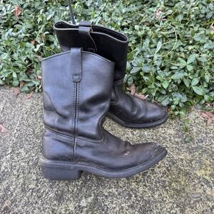 Vintage Red Wing Pecos Black Soft Toe Leather Boots Men's Size 10 B Engineer